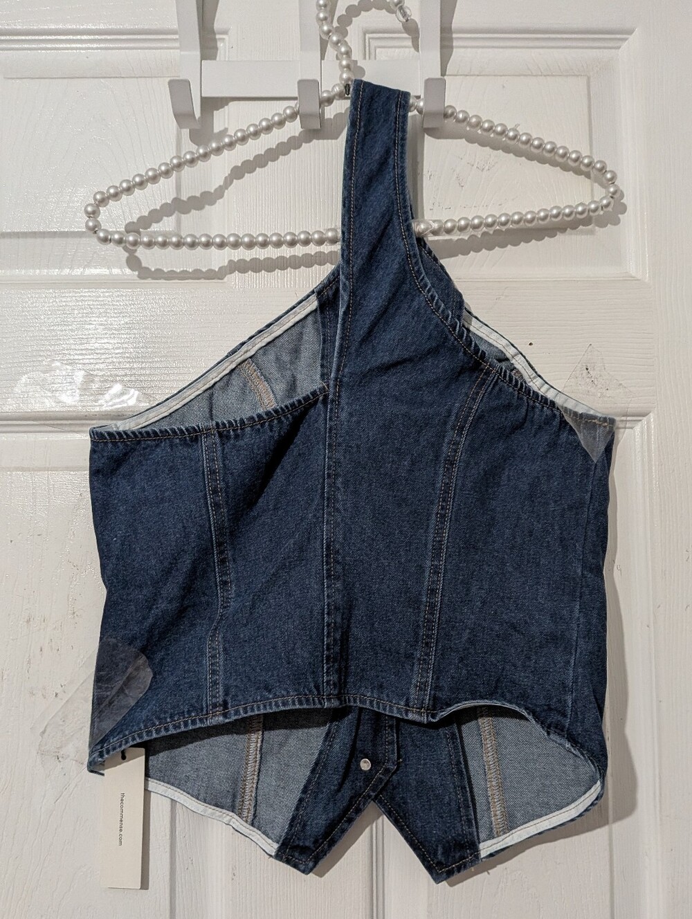 Commense One Shoulder Buttoned Denim Vest - Picture 9 of 13